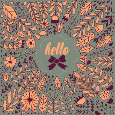 Çiçekler ve otlar oluşan çelenk