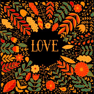 Çiçekler ve otlar oluşan çelenk