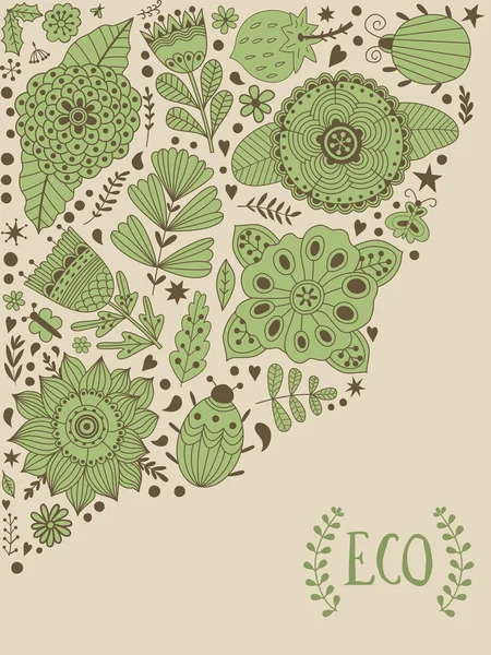 Floral decoratieve uitnodiging — Stockvector