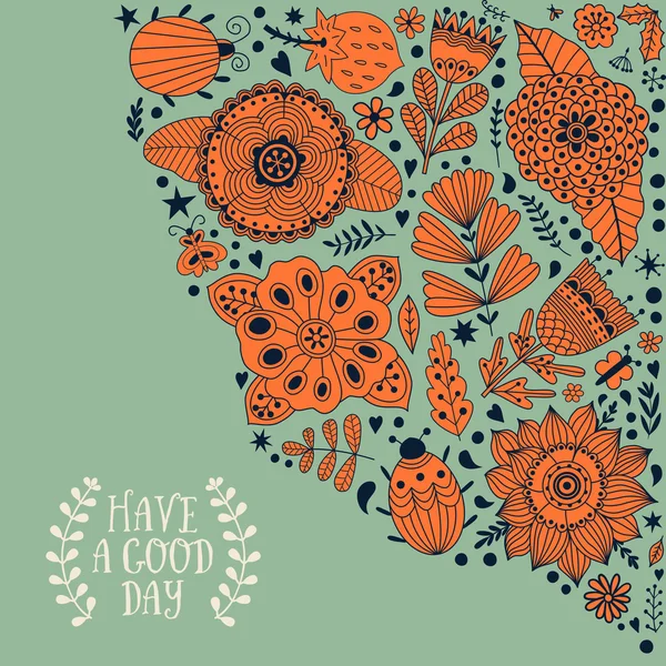 Tarjeta decorativa floral — Vector de stock