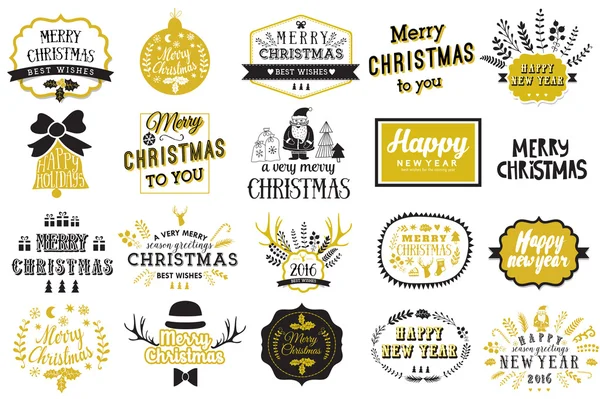 Christmas and New year labels set — Stock Vector