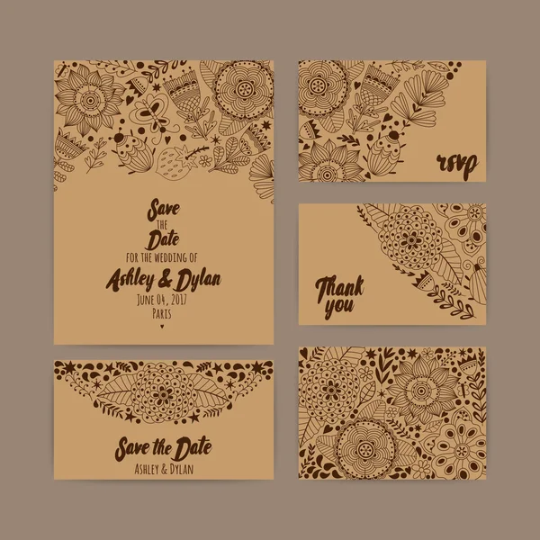 Plantillas de invitación de boda — Vector de stock