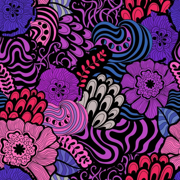 Pattern with plants and flowers — Stockvector