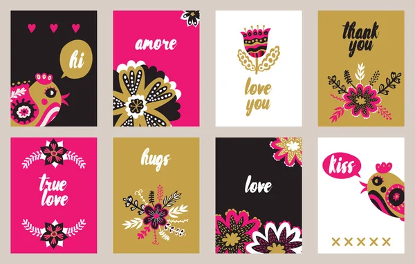 Vintage collection de cartes florales — Image vectorielle