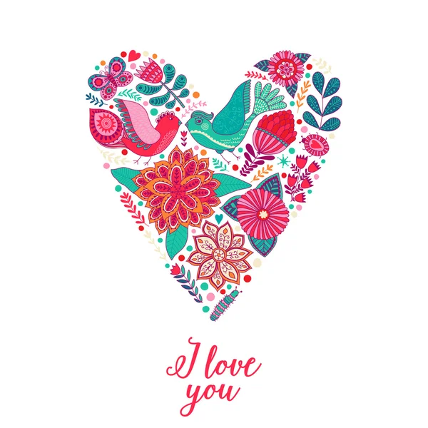 Floral heart greeting card — Stockový vektor