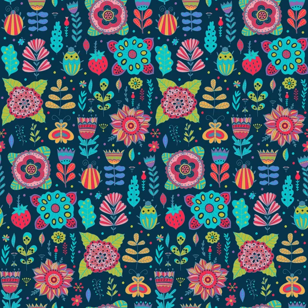 Vetor floral fundo de design padrão com borboletas —  Vetores de Stock