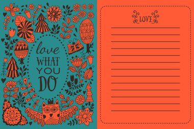 çiçek tebrik kartı, orman, çizim botanik ile illüstrasyon