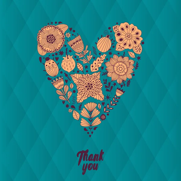Vector doodle coração feito de flores —  Vetores de Stock