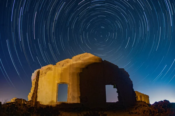 Romántico Paisaje Ruinas Bajo Las Estrellas Israel — Foto de Stock