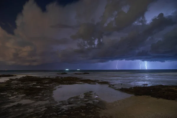 Tempestade Noturna Forças Eletricidade Natureza — Fotografia de Stock