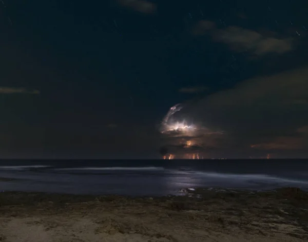 Tempestade Noturna Forças Eletricidade Natureza — Fotografia de Stock