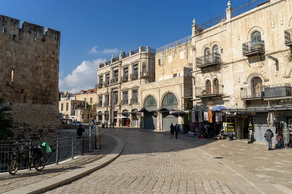 Gamla Stan Jerusalem Gator Med Turister Och Butiker — Stockfoto