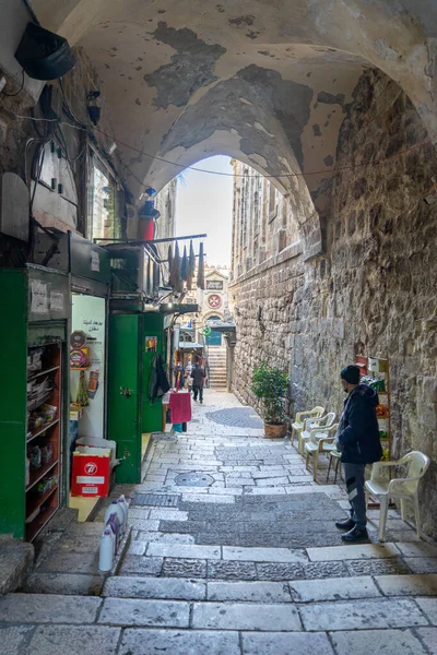 Άδειοι Δρόμοι Της Ιερουσαλήμ Παλιά Πόλη Κατά Διάρκεια Του Κλεισίματος — Φωτογραφία Αρχείου