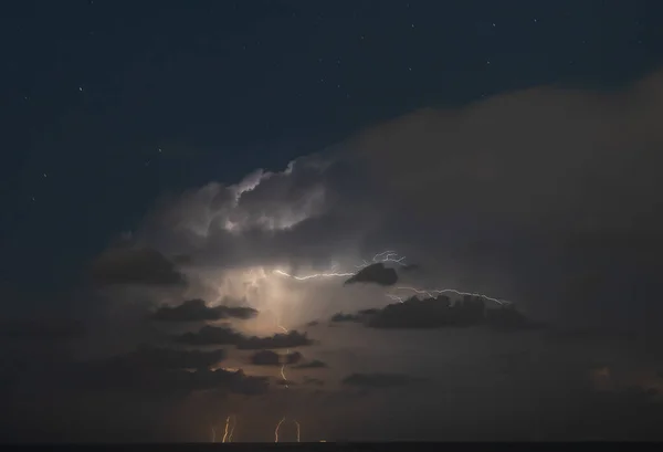 Tormenta Nocturna Naturaleza Electricidad Fuerzas —  Fotos de Stock