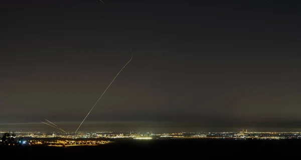 Israel Gaza War Iron Dome Fires Rockets Protect Israeli Citizens Stock Image