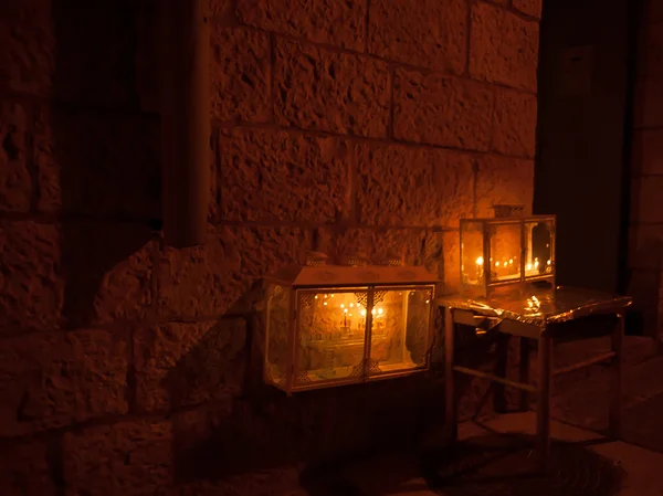 Chanuka lights in Jerusalem — Stock Photo, Image