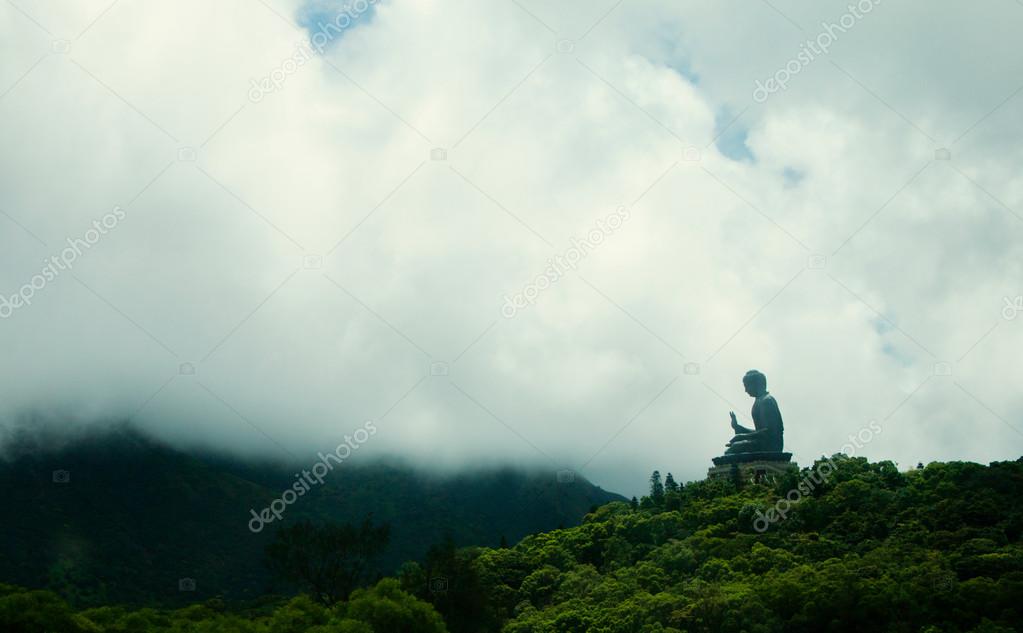 Big Buddha through Clouds, Ngong Ping, Hong Kong