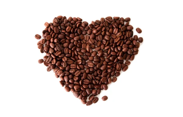 Кофе в зернах в форме сердца — стоковое фото