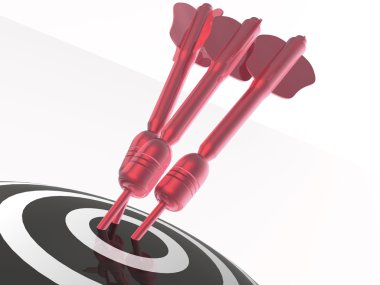 Hedef, beyaz zemin üzerine Kırmızı oklar