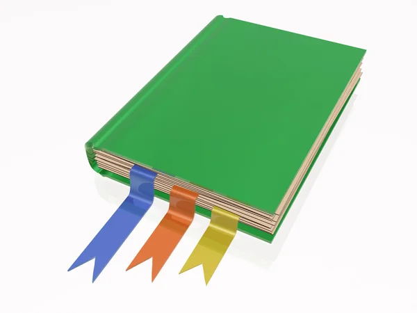 Green book, white reflective background — Stock Photo, Image