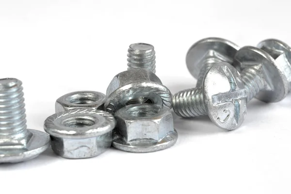 Set of screws on the white background — Stock Photo, Image