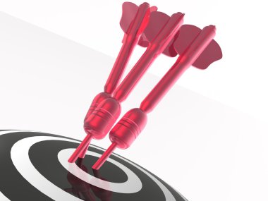 Hedef, beyaz zemin üzerine Kırmızı oklar