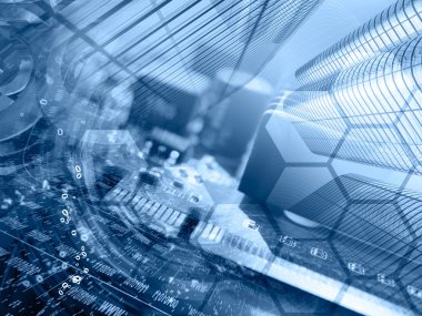 Basamak, binalar ve harita - soyut bilgisayar arka plan