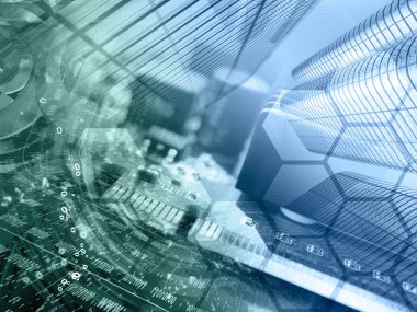 Basamak, binalar ve harita - soyut bilgisayar arka plan