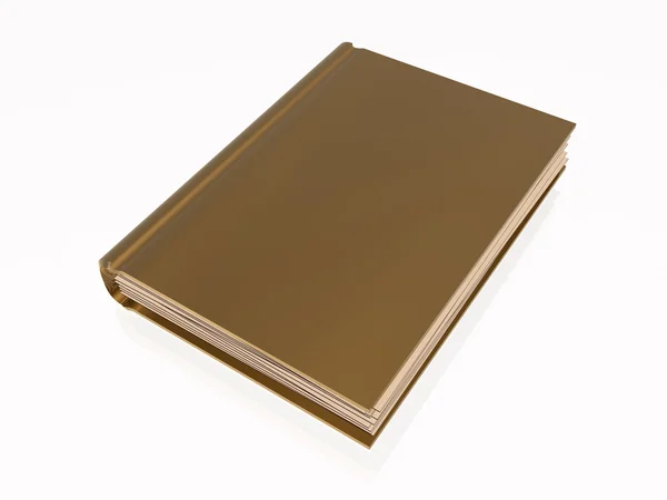 Kahverengi kitap, beyaz yansıtıcı arka plan — Stok fotoğraf