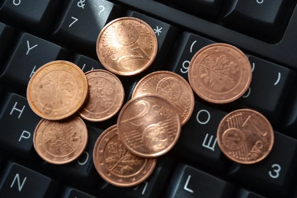 Money with keyboard - abstract business background — Stock Photo, Image