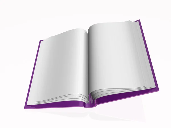 Livro violeta sobre fundo reflexivo branco — Fotografia de Stock