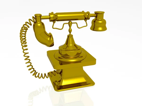 Teléfono de oro 3d sobre fondo blanco —  Fotos de Stock