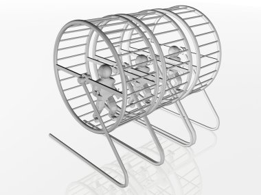 Beyaz arka plan üzerinde sincap kafeslerde mans