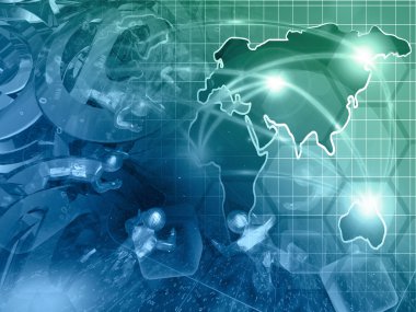 Basamak, adamın ve harita - bilgisayar arka plan