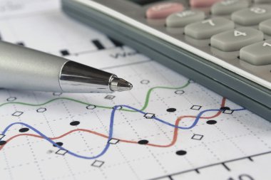 grafik, kalem ve hesap makinesi ile iş arka