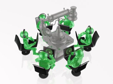 Telefon ve yeşil mans - soyut bilgisayar arka plan