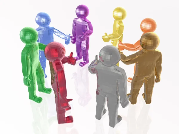 A group of color mans on the white background — Stock Photo, Image