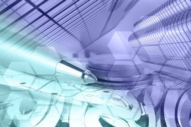 Posta, grafik ve binalarla iş kolajı.