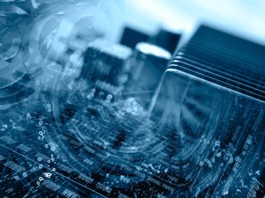 Basamak ve aygıt - soyut bilgisayar arka plan