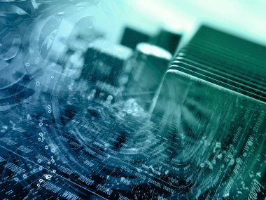 Basamak ve aygıt - soyut bilgisayar arka plan