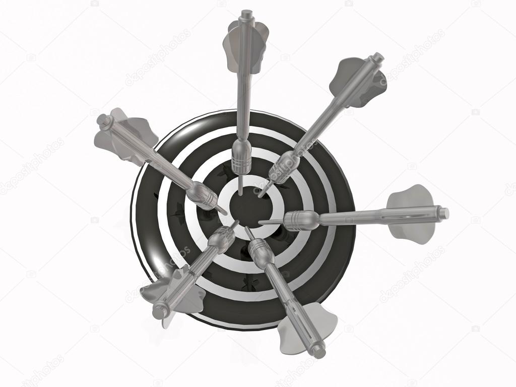 Grey arrows on the target, white background