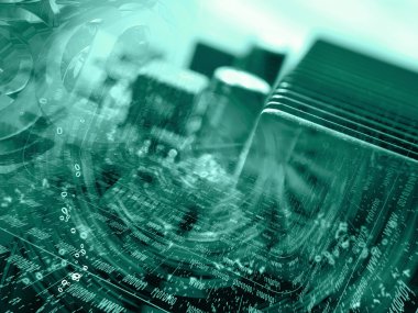 Basamak ve aygıt - soyut bilgisayar arka plan