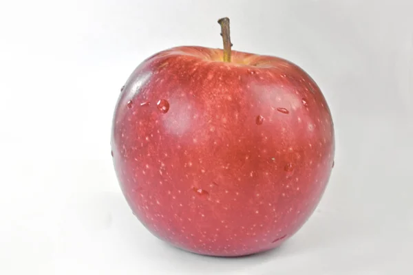 Červené jablko na šedém pozadí — Stock fotografie