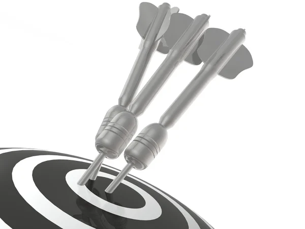 Grey arrows on the target, white background — Stock Photo, Image