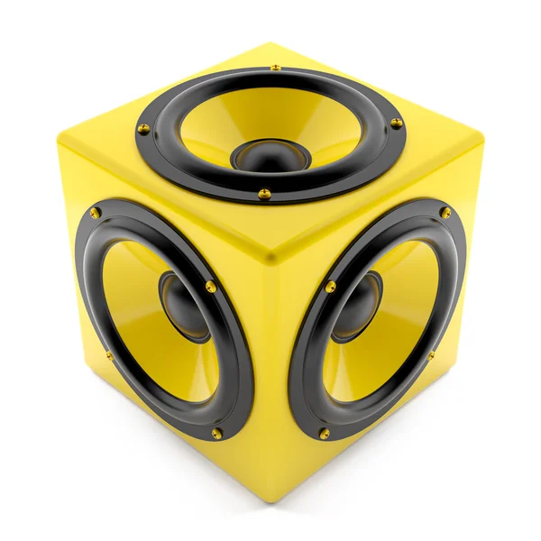 Alto-falantes de som amarelo — Fotografia de Stock