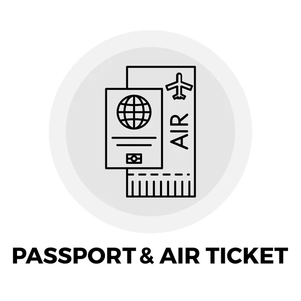 Icon de Passaporte e Linha de Bilhete — Vetor de Stock