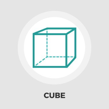 Geometric cube flat icon clipart