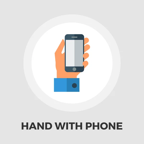 Mains tenant téléphone portable icône plate — Image vectorielle