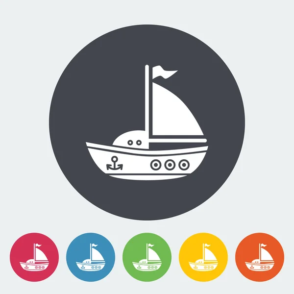 Schip speelgoed platte pictogram — Stockvector