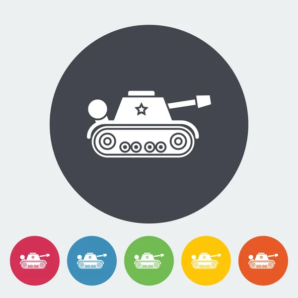 Tanque de juguete plano icono — Vector de stock